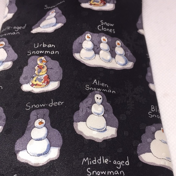 Jingle Bells Snowman Holiday Christmas Winter Themed Men's Neck Tie 100% Silk - Picture 3 of 8